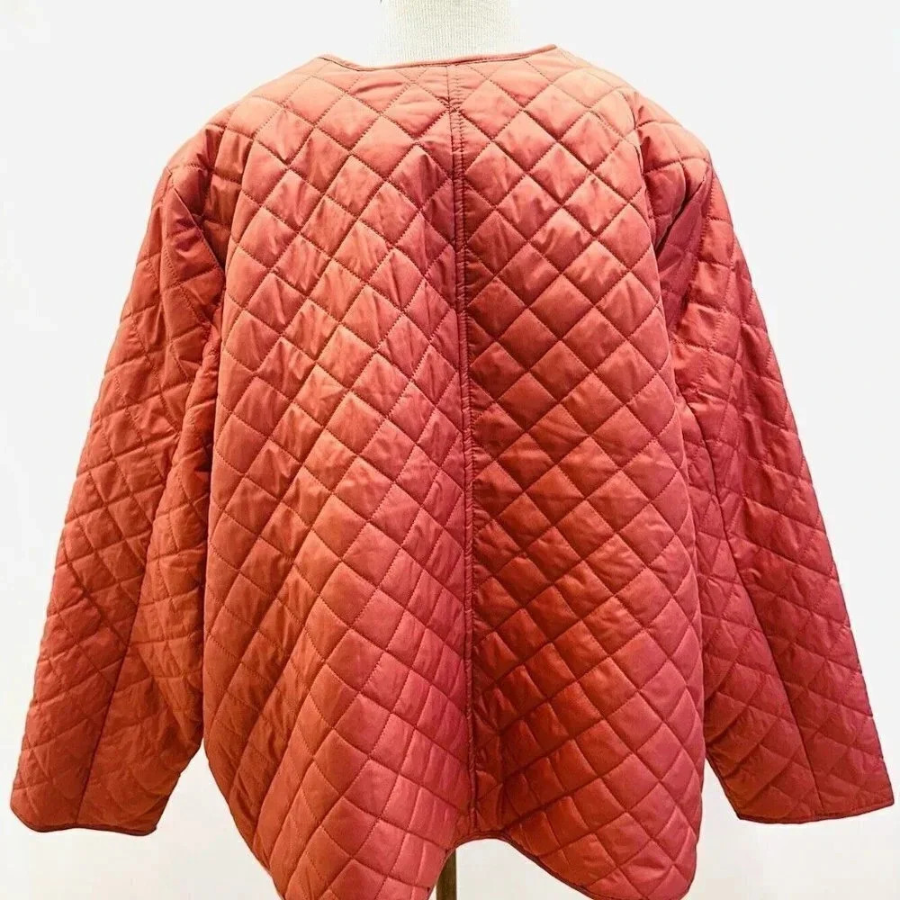 NWT CROFT & BARROW Women Button Down Quilted Orange Jacket Lightweight 2X - Picture 8 of 15